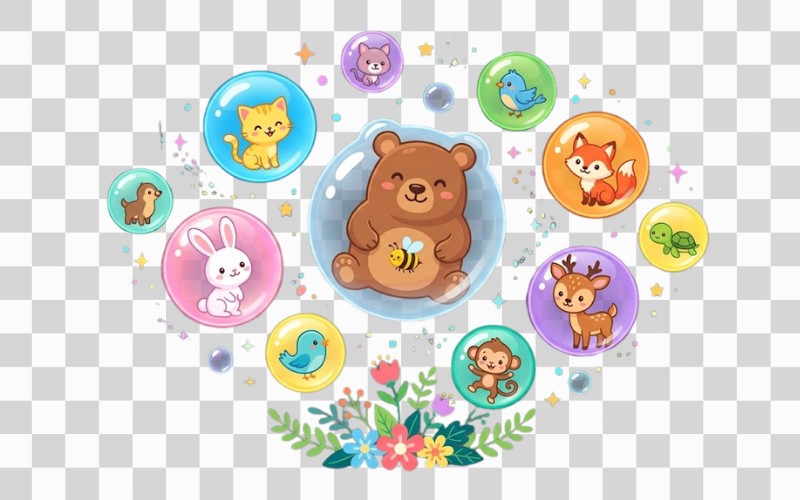 Bong bóng vector kết hợp động vật
