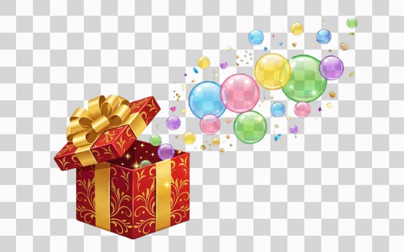 Bong bóng vector kết hợp hộp quà