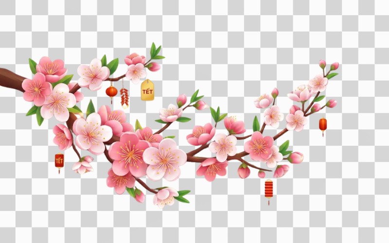 Cành đào vector 3D sáng tạo