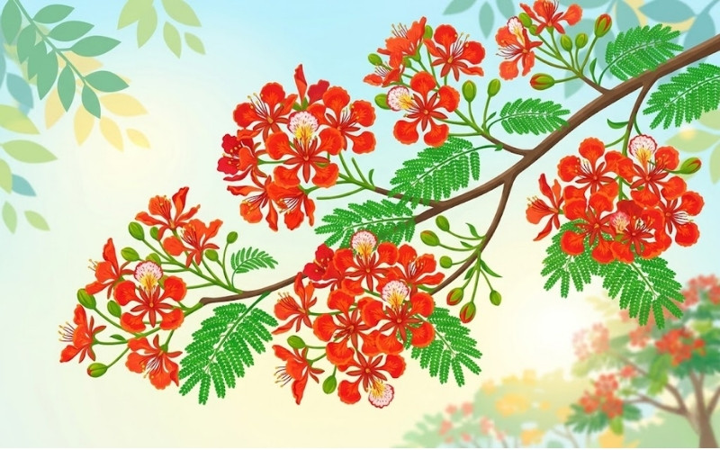 Cành hoa phượng vector