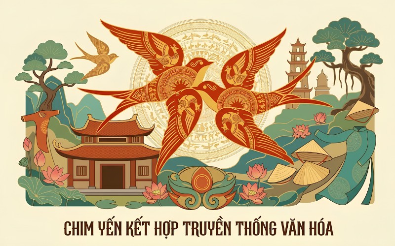 Chim yến vector kết hợp truyền thống văn hóa