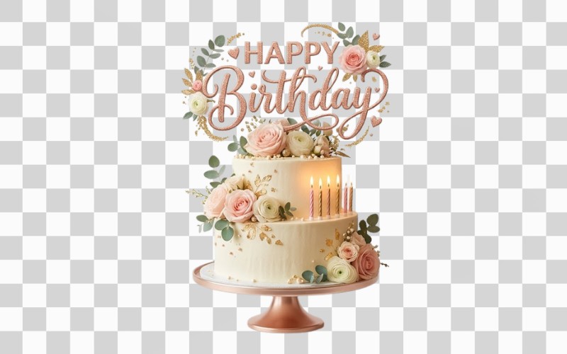 Chữ happy birthday đẹp kết hợp bánh kem