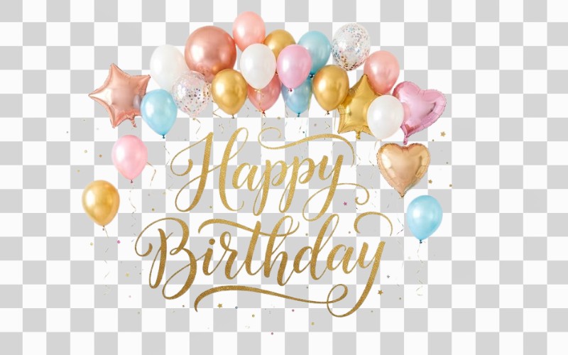 Chữ happy birthday đẹp kết hợp bóng bay