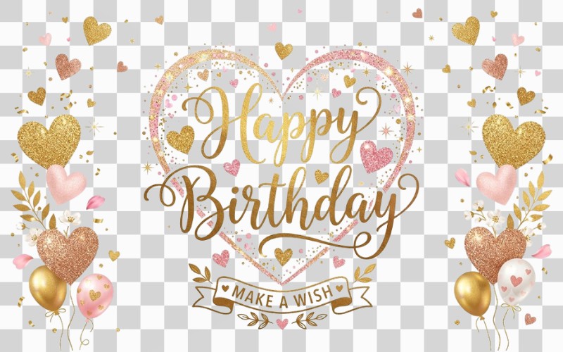Chữ happy birthday đẹp kết hợp trái tim