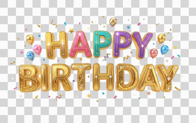 Chữ happy birthday đẹp phong cách 3D