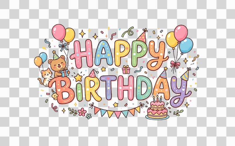 Chữ happy birthday đẹp phong cách dễ thương