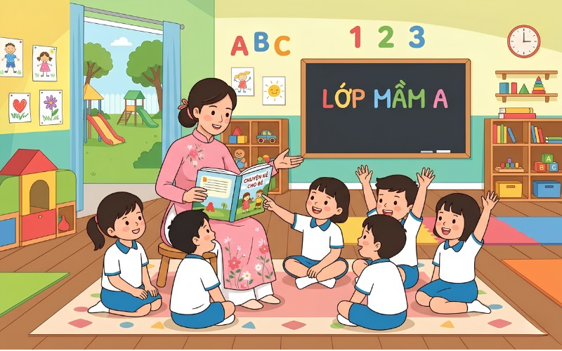 Cô giáo mầm non cùng trường lớp