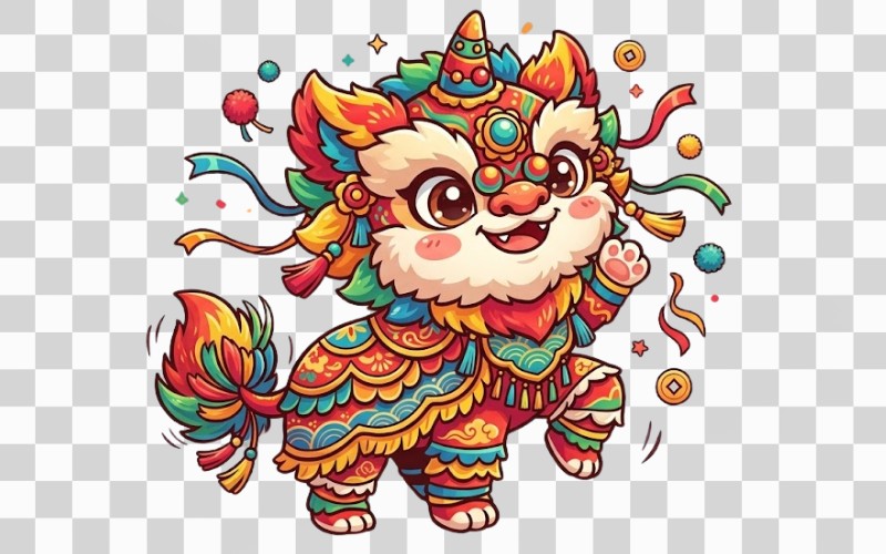 Con lân vector phong cách dễ thương
