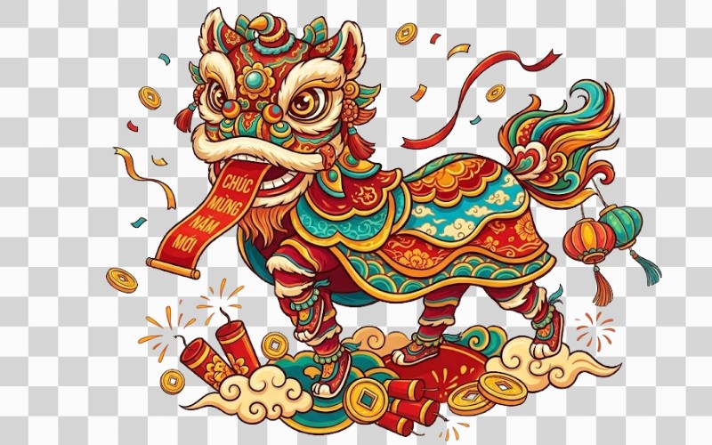 Con lân vector phong cách lễ hội