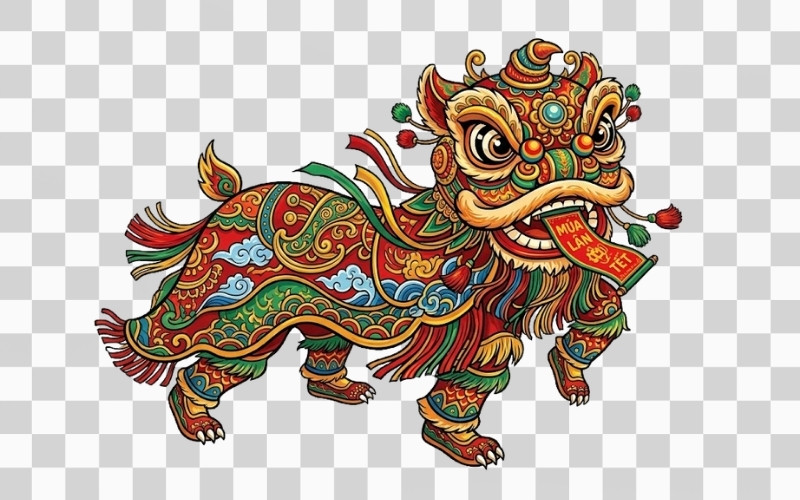 Con lân vector phong cách truyền thống
