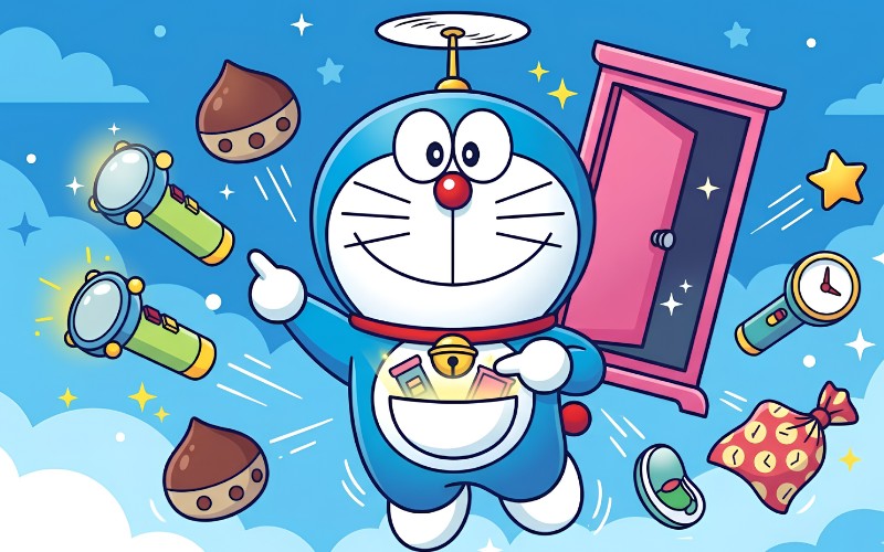 Doraemon vector kết hợp bảo bối thần kỳ