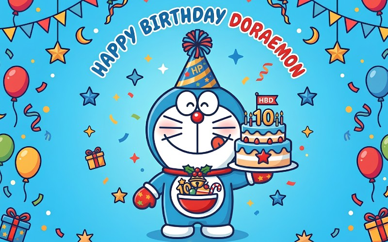 Doraemon vector sinh nhật