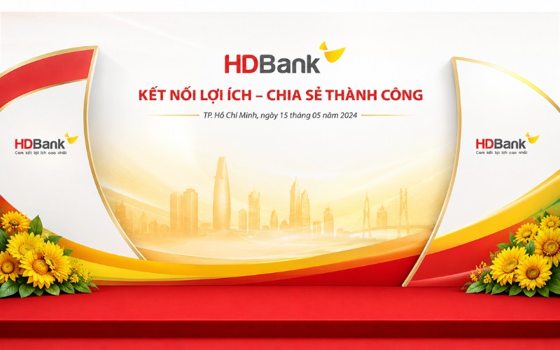 HDBank logo PNG kết hợp backdrop sự kiện