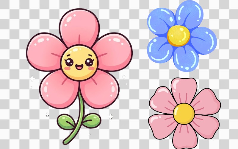 Hoa 5 cánh PNG phong cách chibi