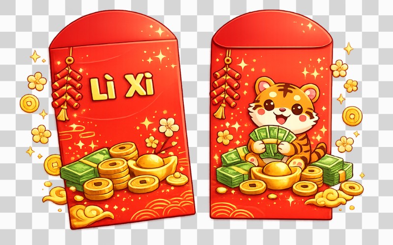 Lì xì vector dạng hoạt hình