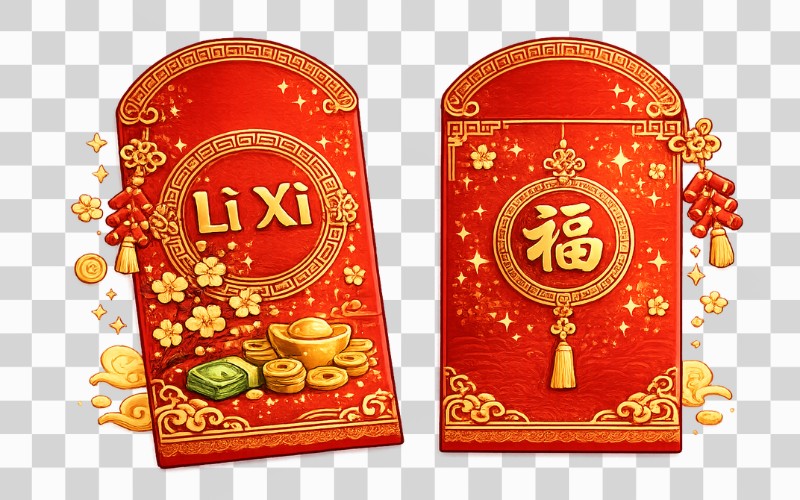 Lì xì vector họa tiết truyền thống