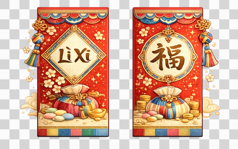 Lì xì vector phong cách Hàn Quốc