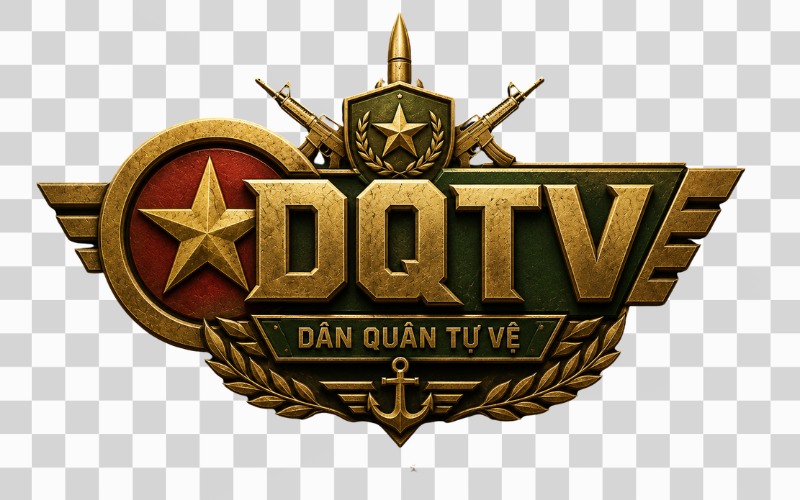 Logo DQTV kết hợp biểu tượng quân sự đặc trưng