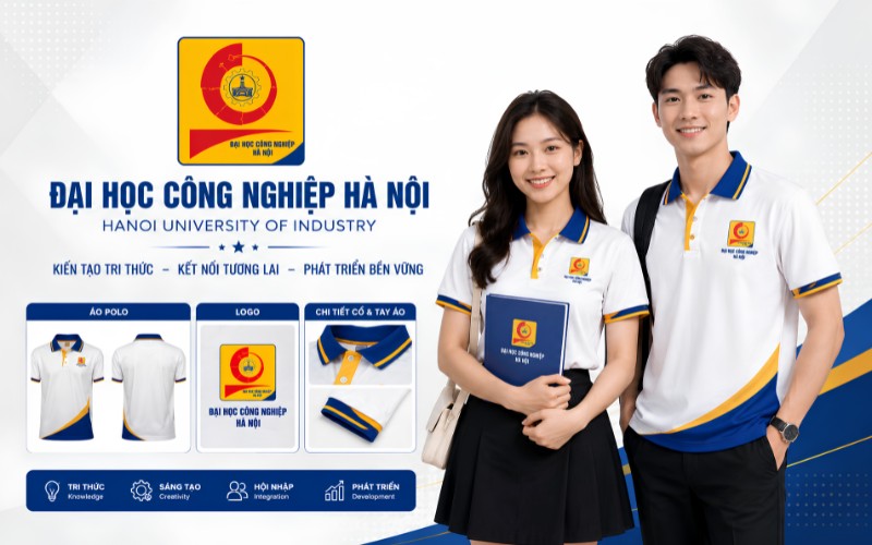 Logo Đại học Công nghiệp Hà Nội kết hợp đồng phục sinh viên