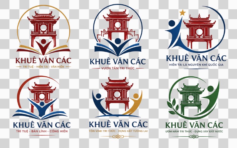 Logo Khuê Văn Các kết hợp biểu tượng con người
