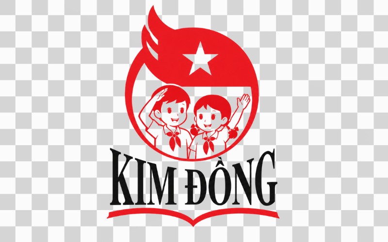 Logo Kim Đồng kết hợp biểu tượng trẻ em Việt Nam