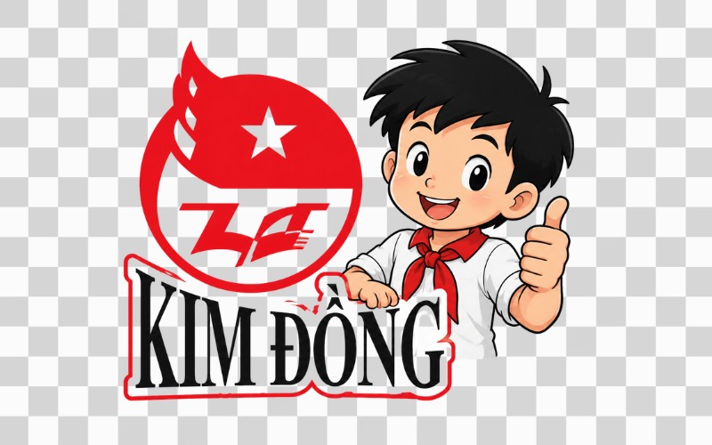 Logo Kim Đồng kết hợp nhân vật hoạt hình