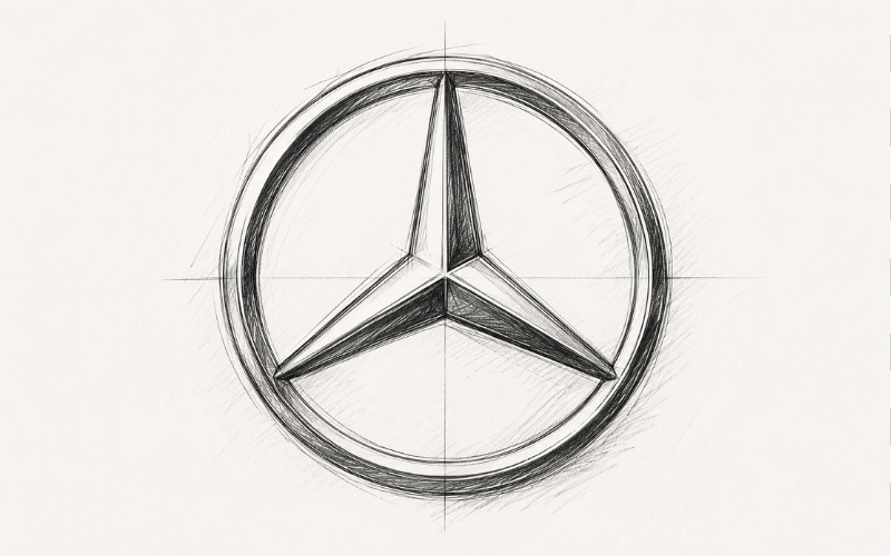 Logo Mercedes Benz phong cách vẽ tay