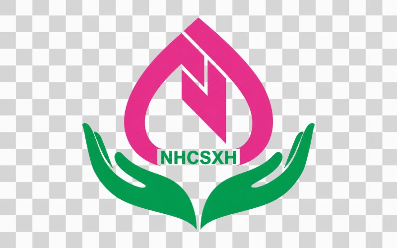 Logo NHCSXH kết hợp biểu tượng bàn tay nâng đỡ