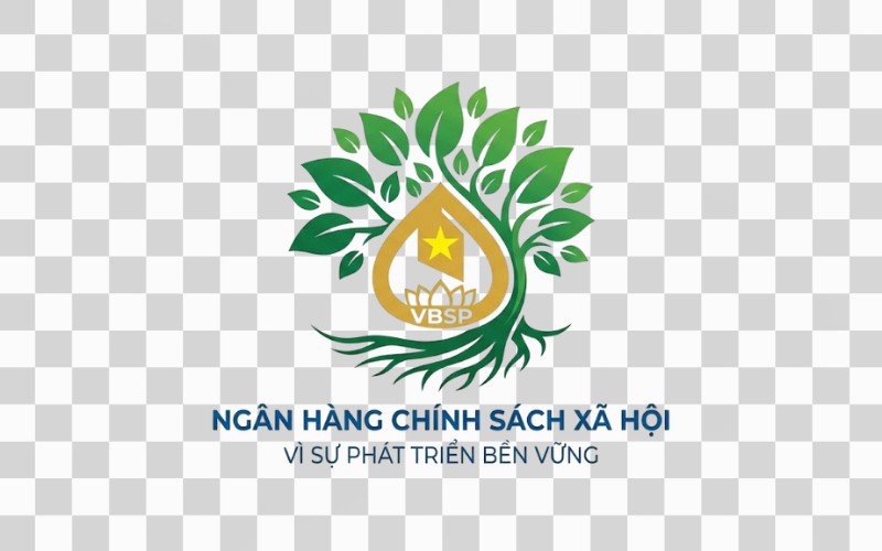 Logo Ngân hàng Chính sách Xã hội kết hợp cây xanh