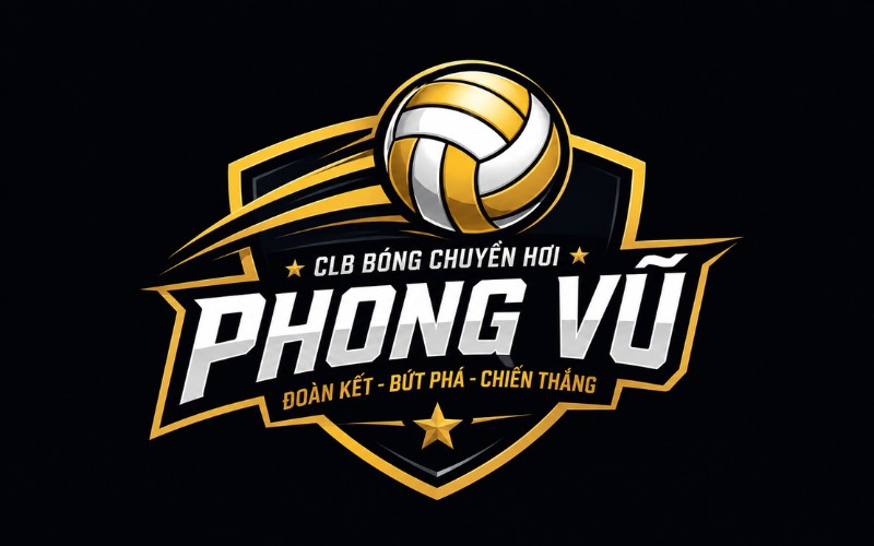 Logo bóng chuyền hơi + chữ tên đội _ CLB