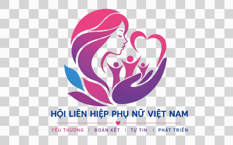 Logo hội phụ nữ kết hợp biểu tượng nhân văn