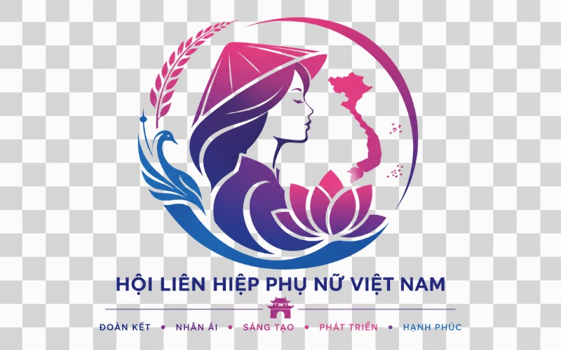 Logo hội phụ nữ kết hợp yếu tố văn hóa Việt Nam