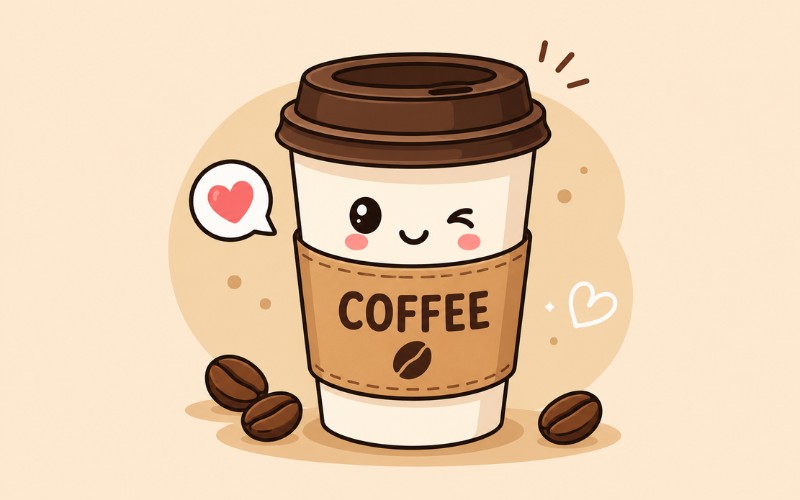 Ly coffee vector dạng hoạt hình