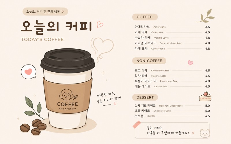 Ly coffee vector phong cách Hàn Quốc