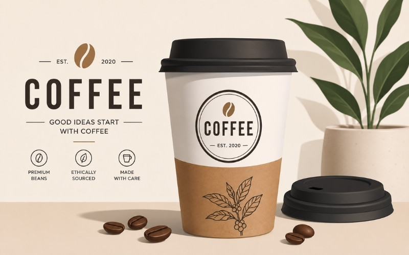 Ly coffee vector phong cách hiện đại