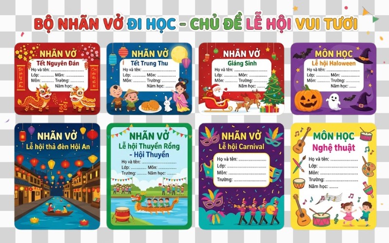Nhãn vở vector chủ đề lễ hội