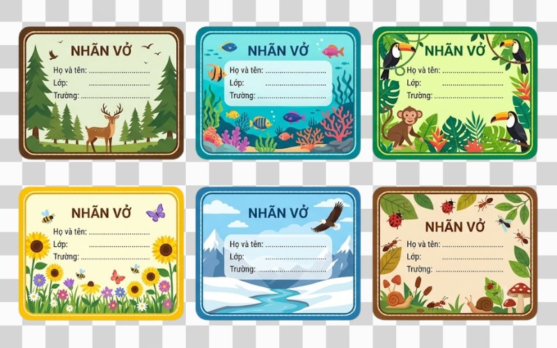 Nhãn vở vector chủ đề thiên nhiên