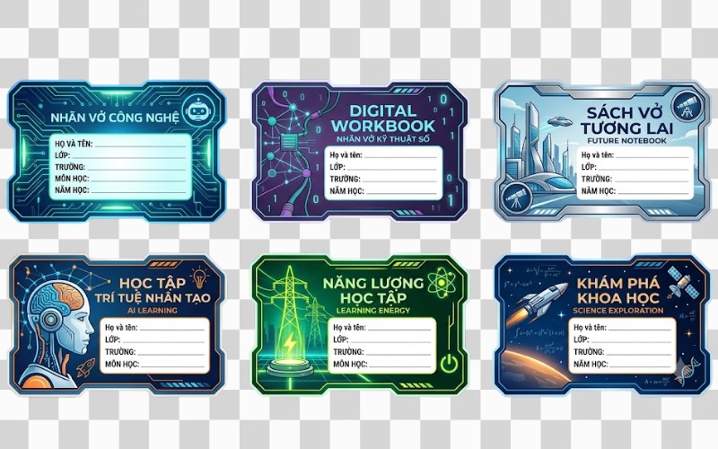 Nhãn vở vector phong cách công nghệ
