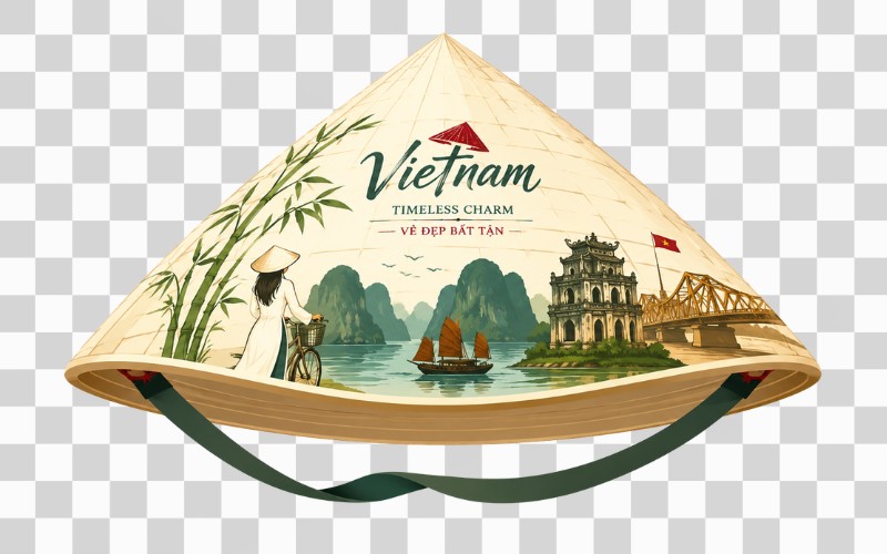 Nón lá vector chủ đề du lịch Việt Nam