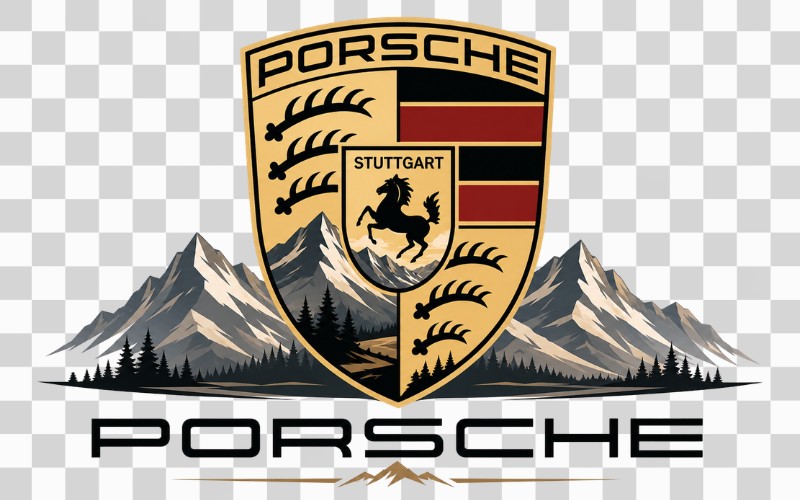 Porsche logo vector chủ đề núi non