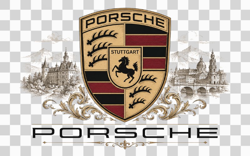 Porsche logo vector phong cách cổ điển châu Âu