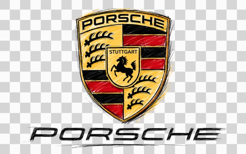 Porsche logo vector phong cách tranh vẽ