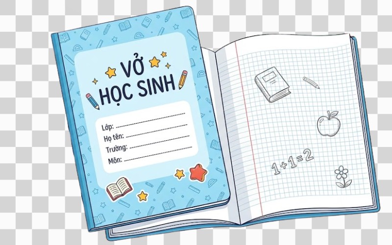 Quyển vở vector phong cách học đường
