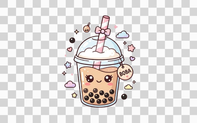 Trà sữa vector phong cách chibi