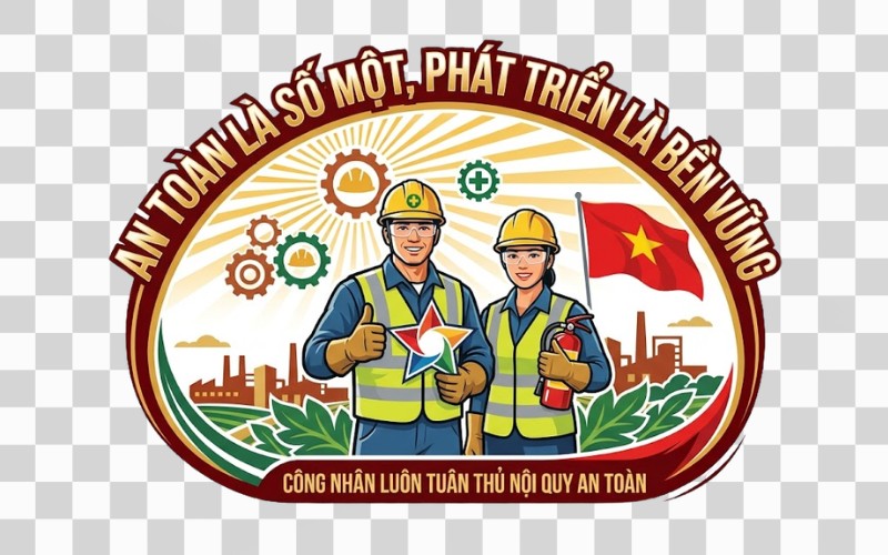 Tranh cổ động công nhân chủ đề an toàn lao động