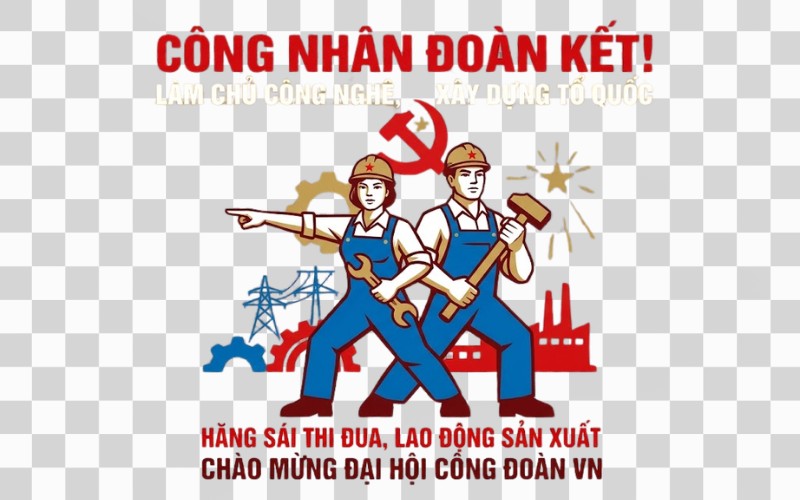 Tranh cổ động công nhân phong cách tối giản