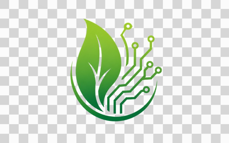Vector lá cây kết hợp yếu tố công nghệ