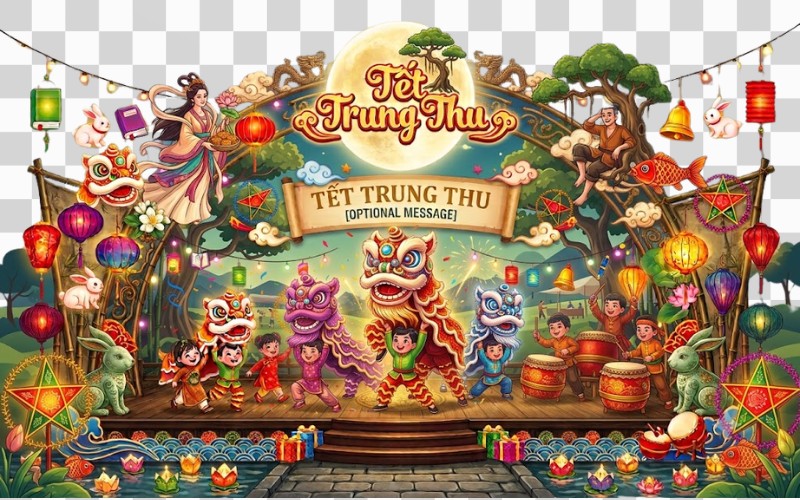 Backdrop trung thu PSD cho sự kiện ngoài trời