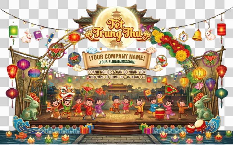 Backdrop trung thu PSD phong cách cổ truyền