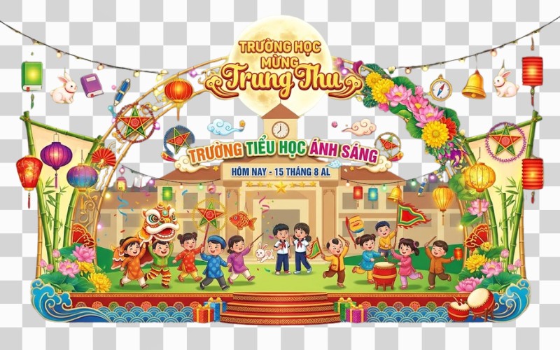 Backdrop trung thu PSD trường học